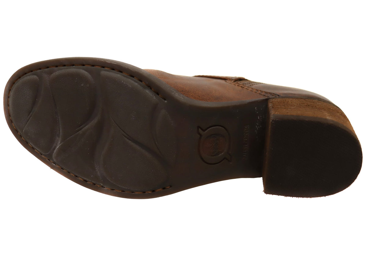 Royce Womens Comfortable Leather Mid Heel Ankle Boots
