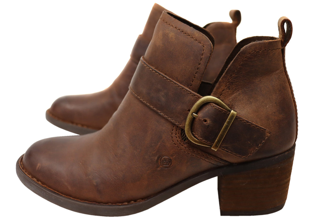 Royce Womens Comfortable Leather Mid Heel Ankle Boots