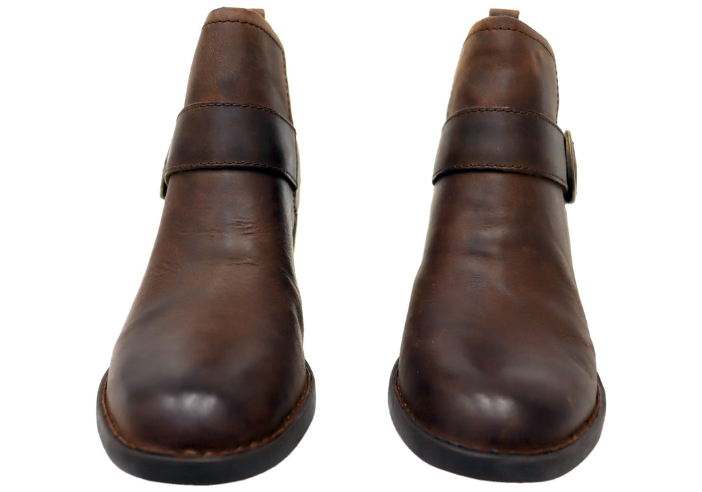 Royce Womens Comfortable Leather Mid Heel Ankle Boots