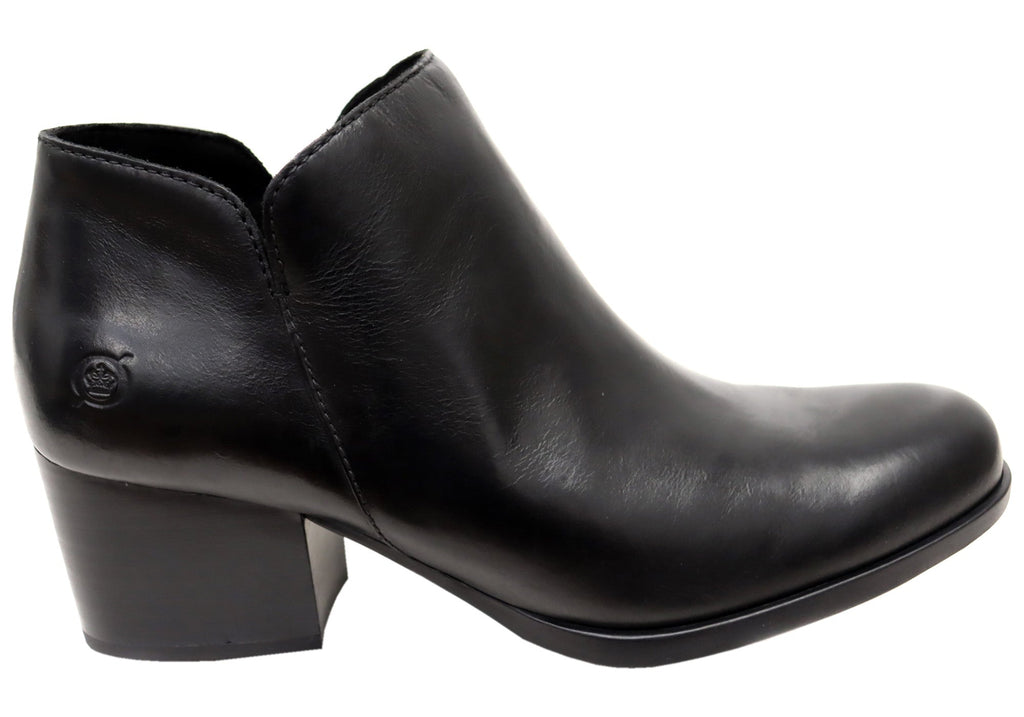 Kenzy Womens Comfortable Leather Mid Heel Ankle Boots