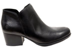 Kenzy Womens Comfortable Leather Mid Heel Ankle Boots