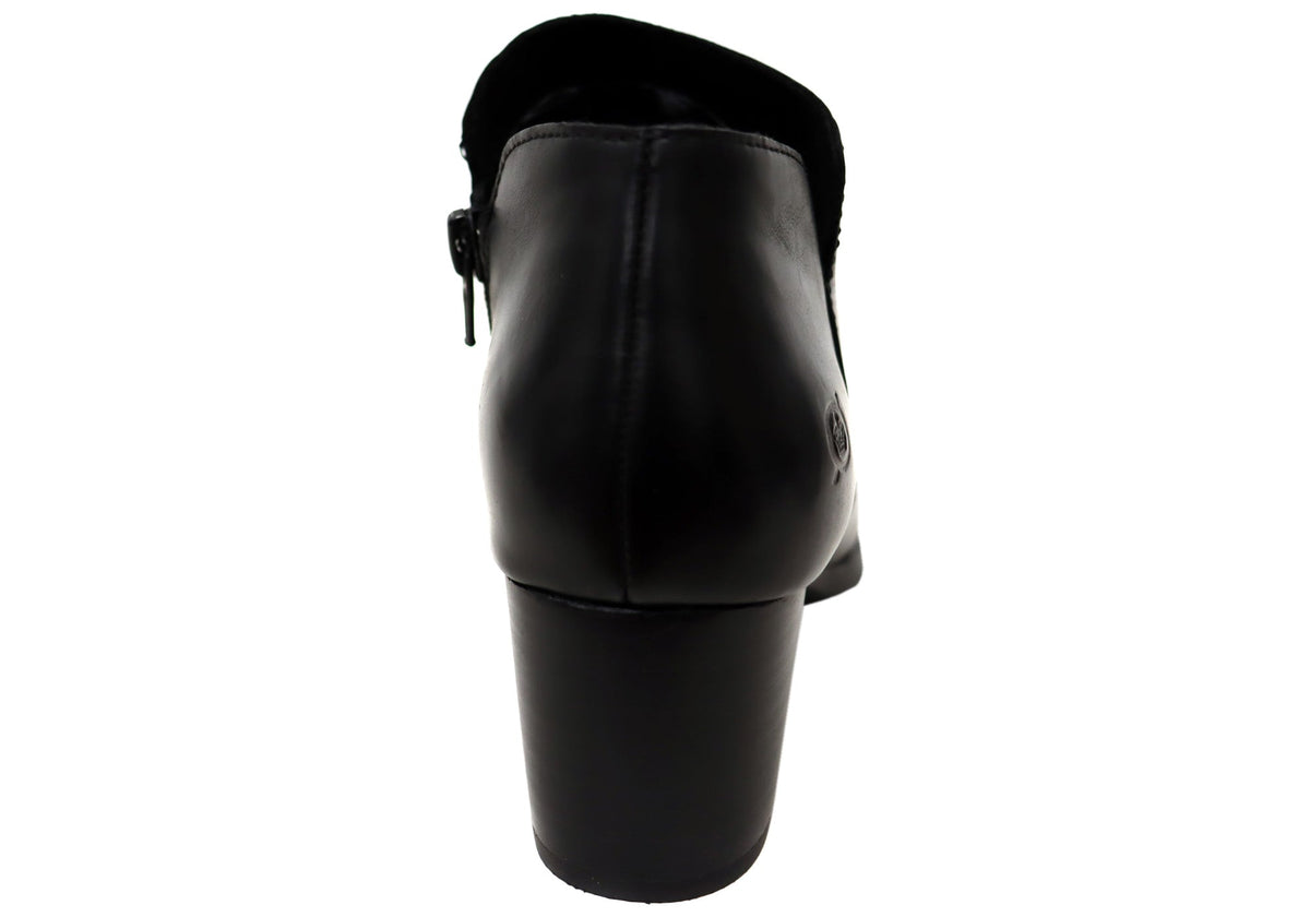 Kenzy Womens Comfortable Leather Mid Heel Ankle Boots