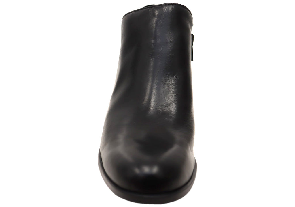Kenzy Womens Comfortable Leather Mid Heel Ankle Boots