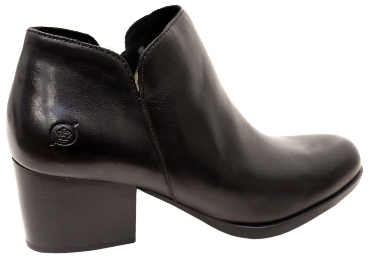 Kenzy Womens Comfortable Leather Mid Heel Ankle Boots