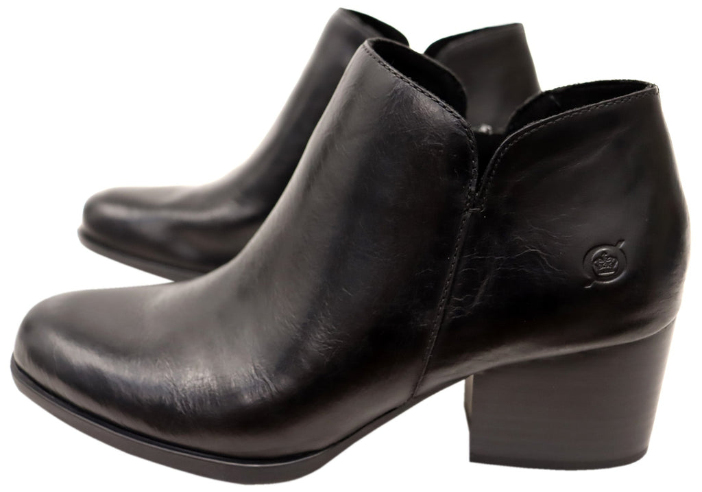 Kenzy Womens Comfortable Leather Mid Heel Ankle Boots