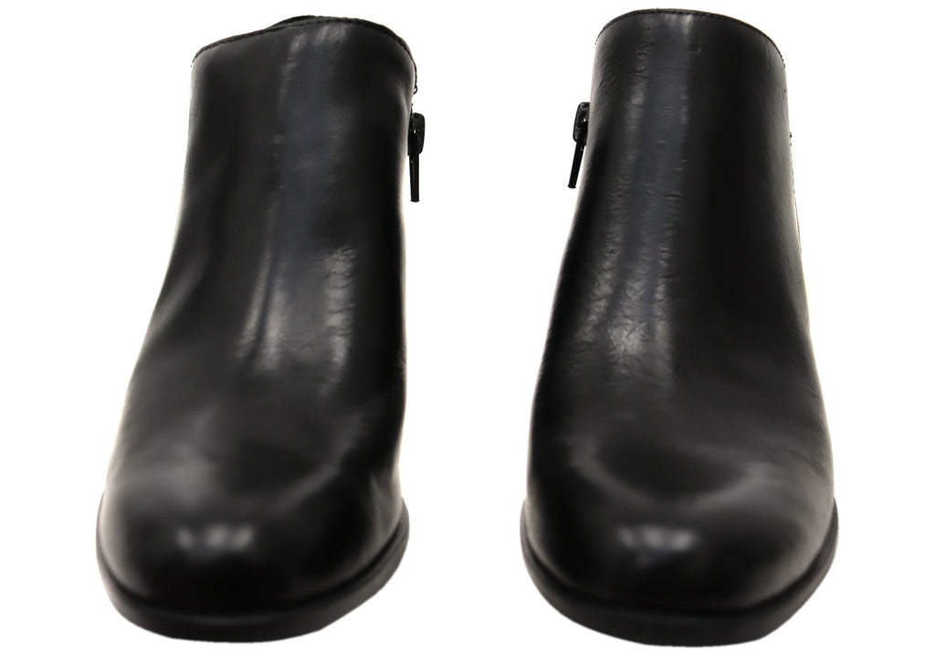 Kenzy Womens Comfortable Leather Mid Heel Ankle Boots
