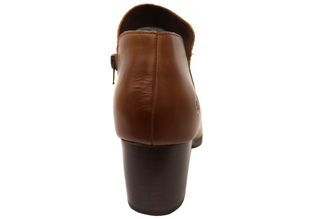 Kenzy Womens Comfortable Leather Mid Heel Ankle Boots