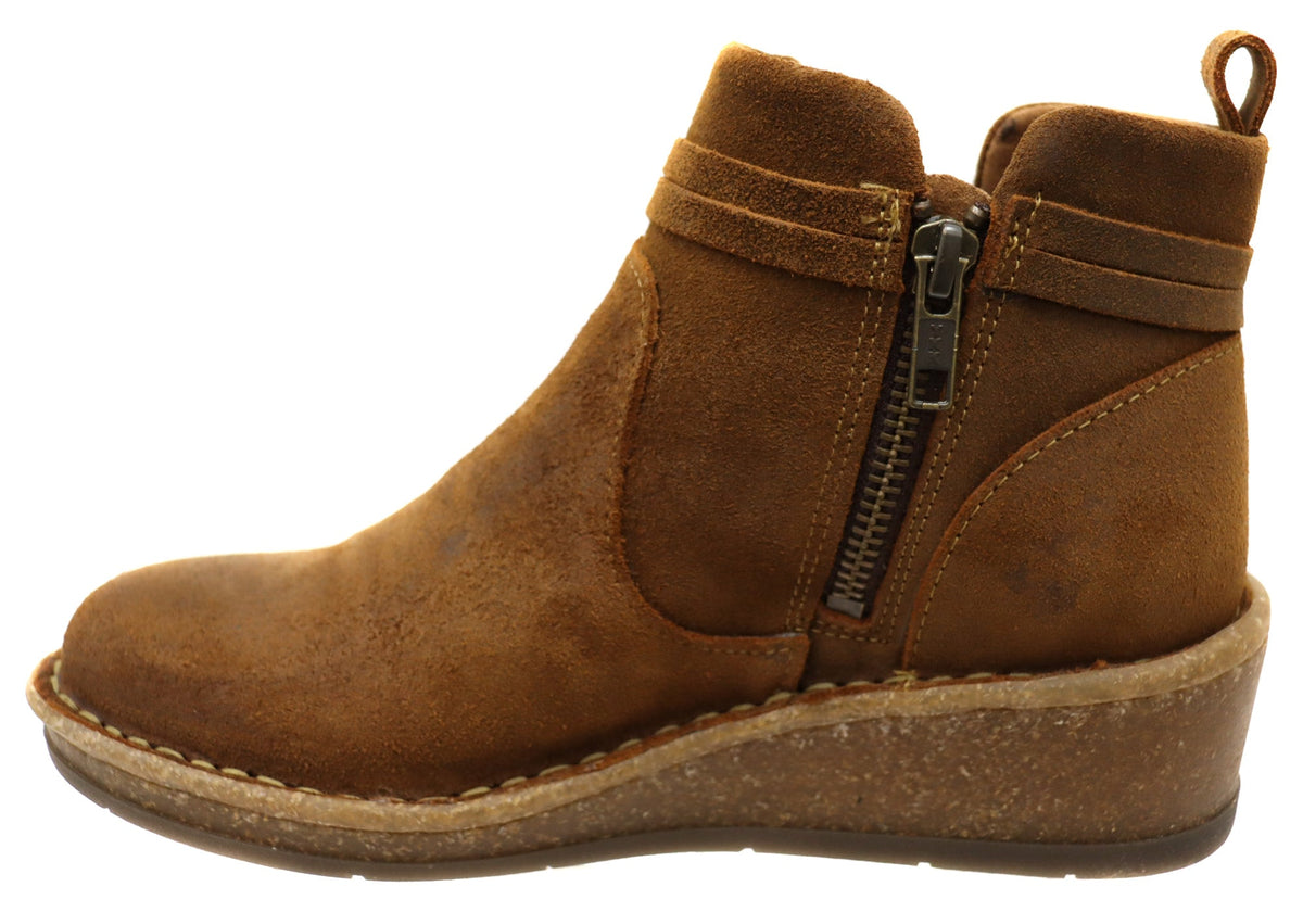 Vaughn Womens Comfortable Suede Leather Wedge Ankle Boots