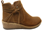 Vaughn Womens Comfortable Suede Leather Wedge Ankle Boots