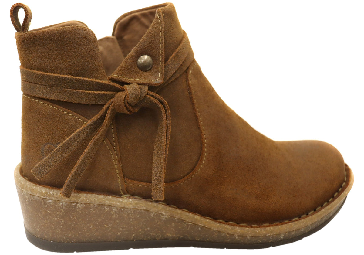 Vaughn Womens Comfortable Suede Leather Wedge Ankle Boots