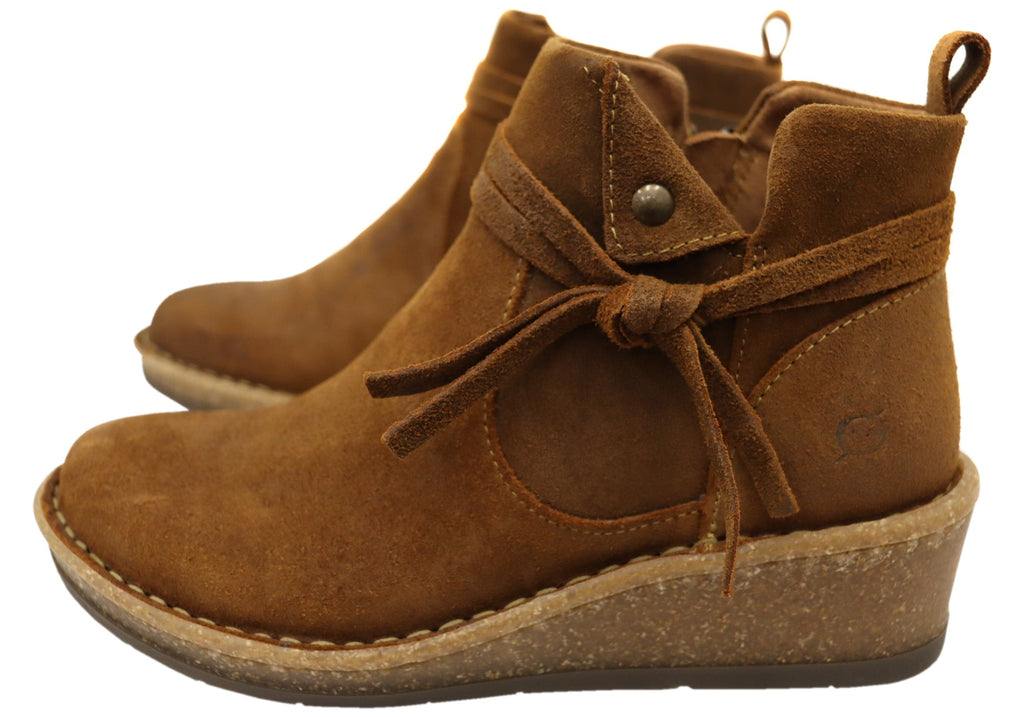 Vaughn Womens Comfortable Suede Leather Wedge Ankle Boots