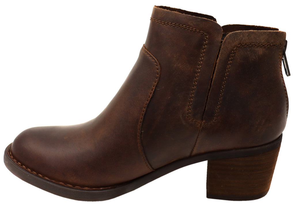 Reece Womens Comfortable Leather Mid Heel Ankle Boots