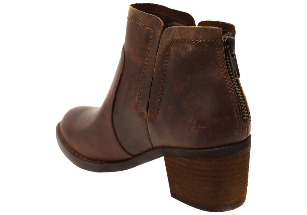 Reece Womens Comfortable Leather Mid Heel Ankle Boots