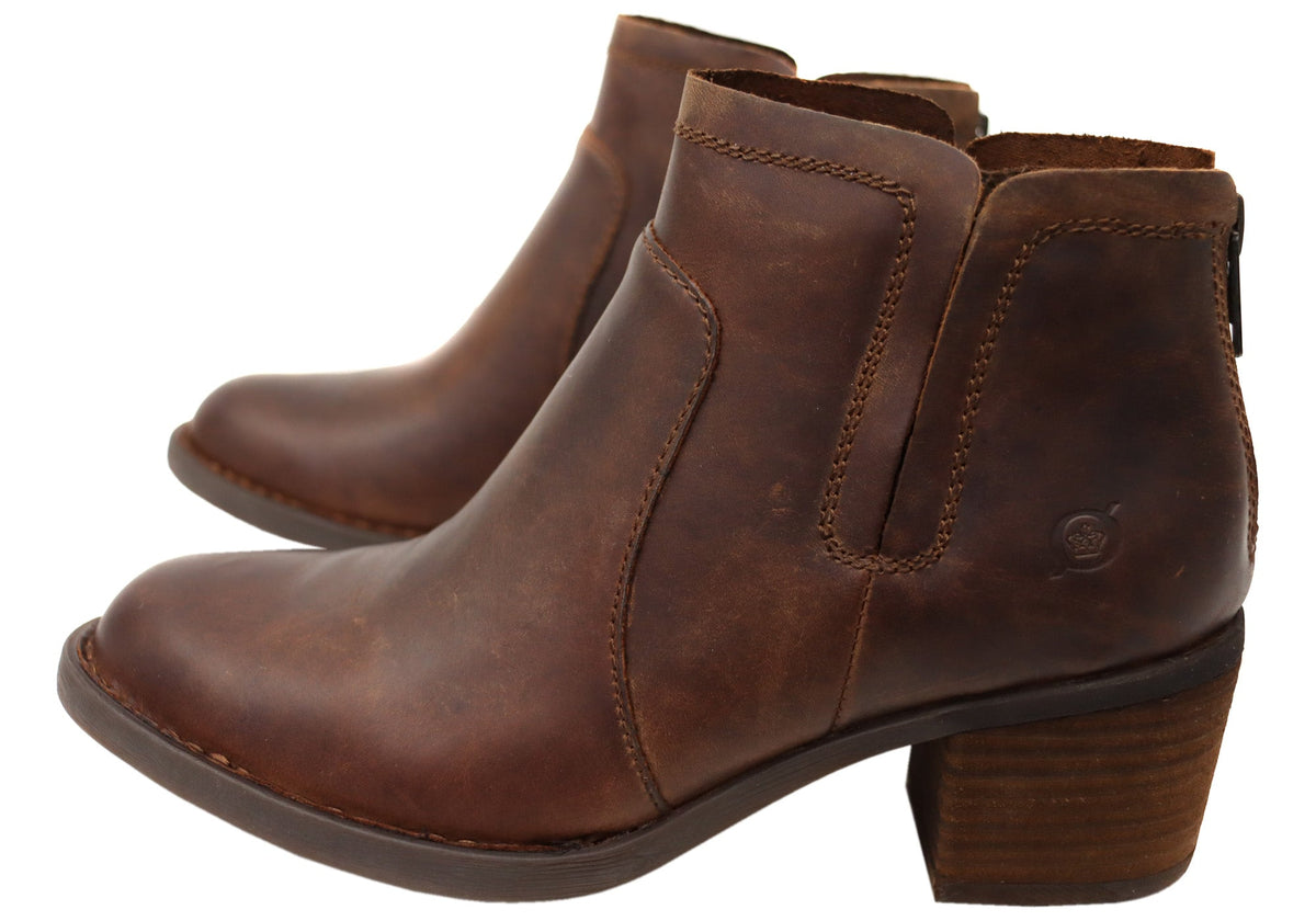 Reece Womens Comfortable Leather Mid Heel Ankle Boots