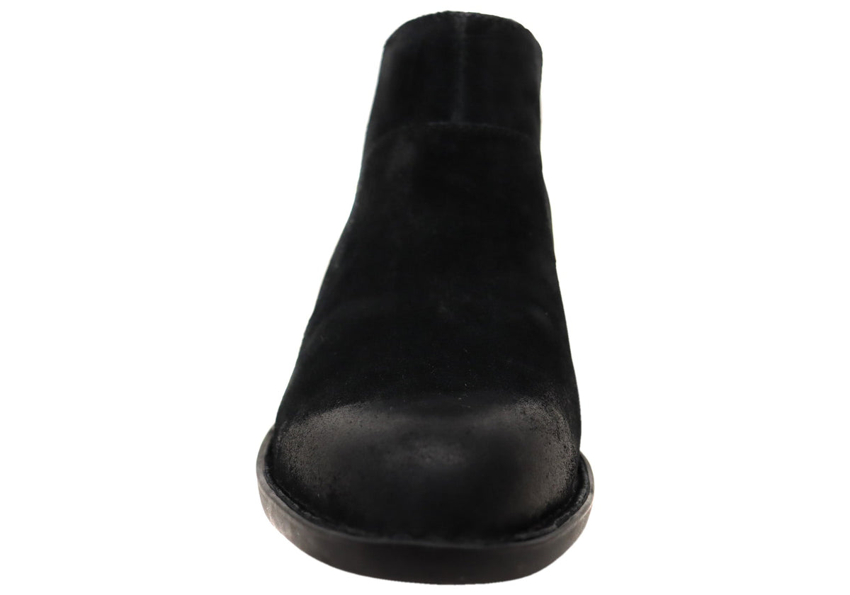 Kerri Womens Comfortable Leather Low Heel Ankle Boots