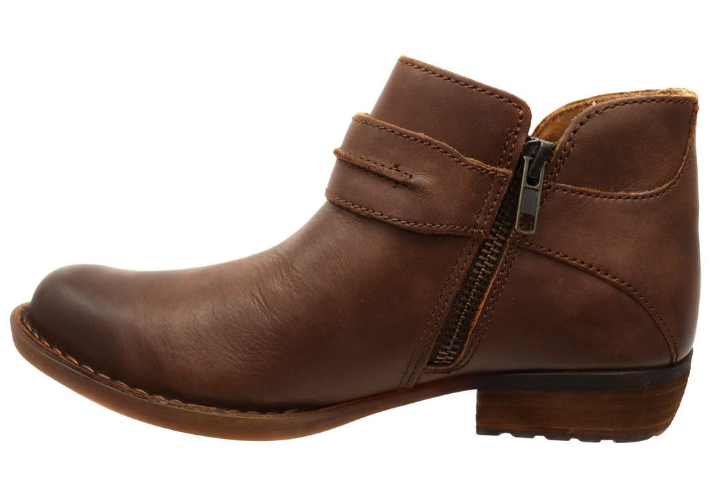 Kati Womens Comfortable Leather Low Heel Ankle Boots