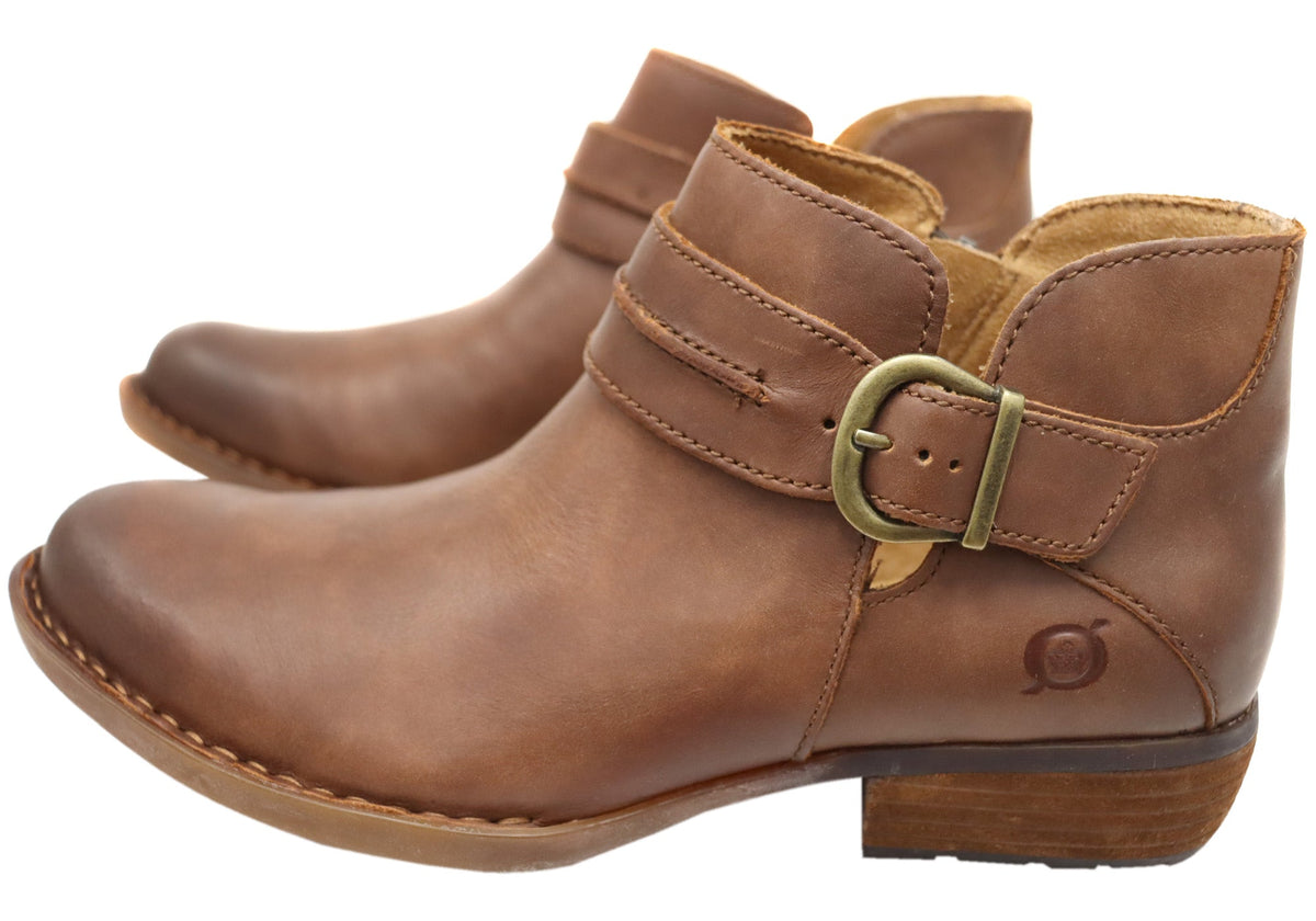 Kati Womens Comfortable Leather Low Heel Ankle Boots