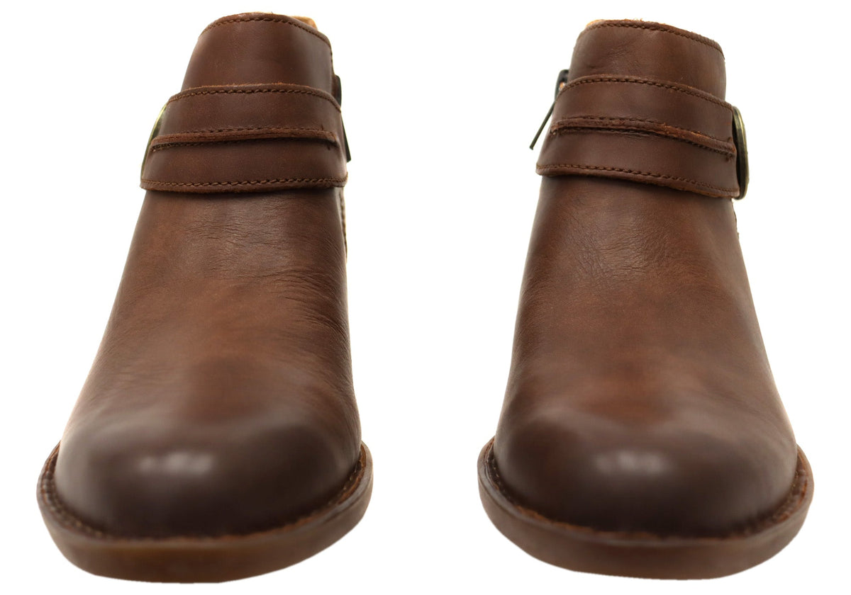Kati Womens Comfortable Leather Low Heel Ankle Boots