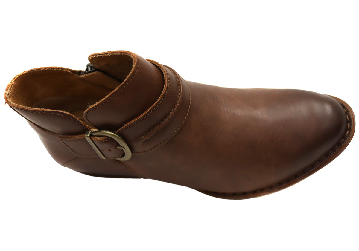 Kati Womens Comfortable Leather Low Heel Ankle Boots