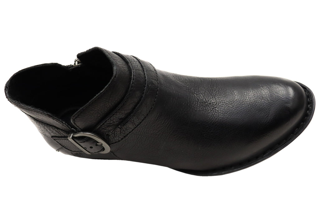 Kati Womens Comfortable Leather Low Heel Ankle Boots