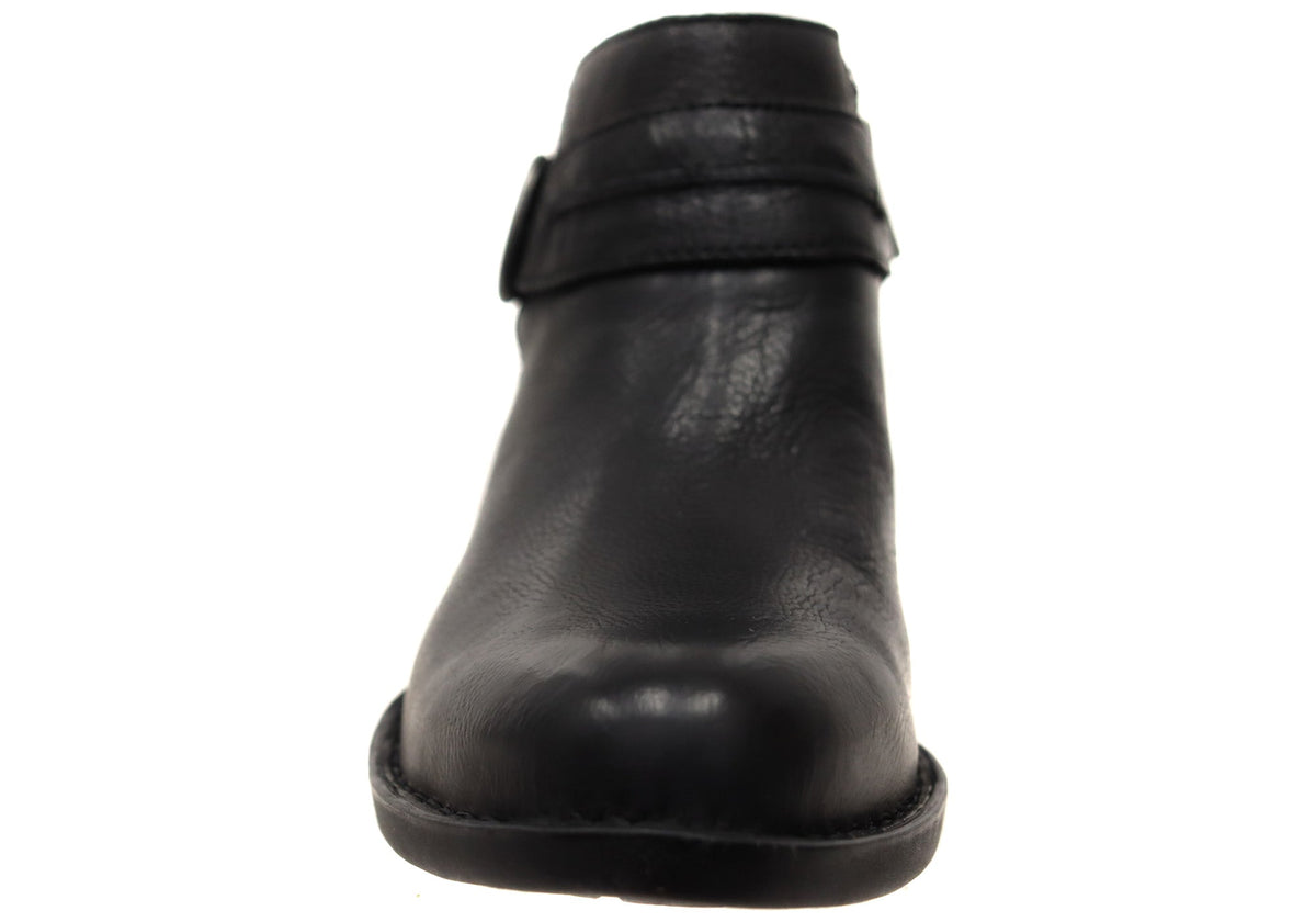 Kati Womens Comfortable Leather Low Heel Ankle Boots
