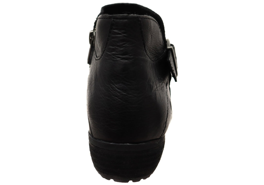 Kati Womens Comfortable Leather Low Heel Ankle Boots