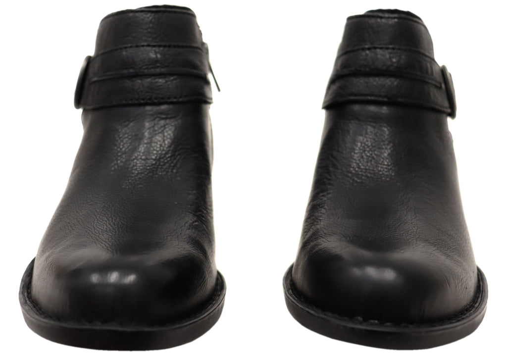 Kati Womens Comfortable Leather Low Heel Ankle Boots