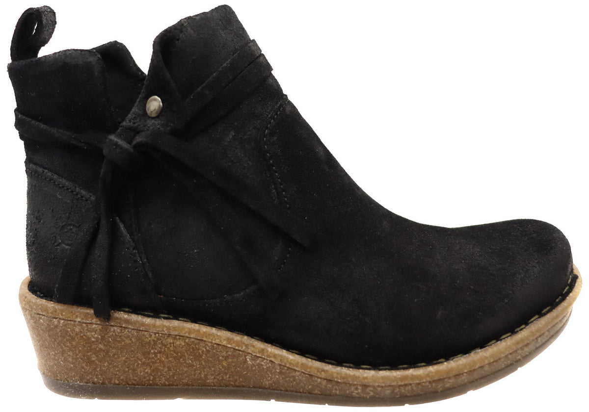 Vaughn Womens Comfortable Suede Leather Wedge Ankle Boots