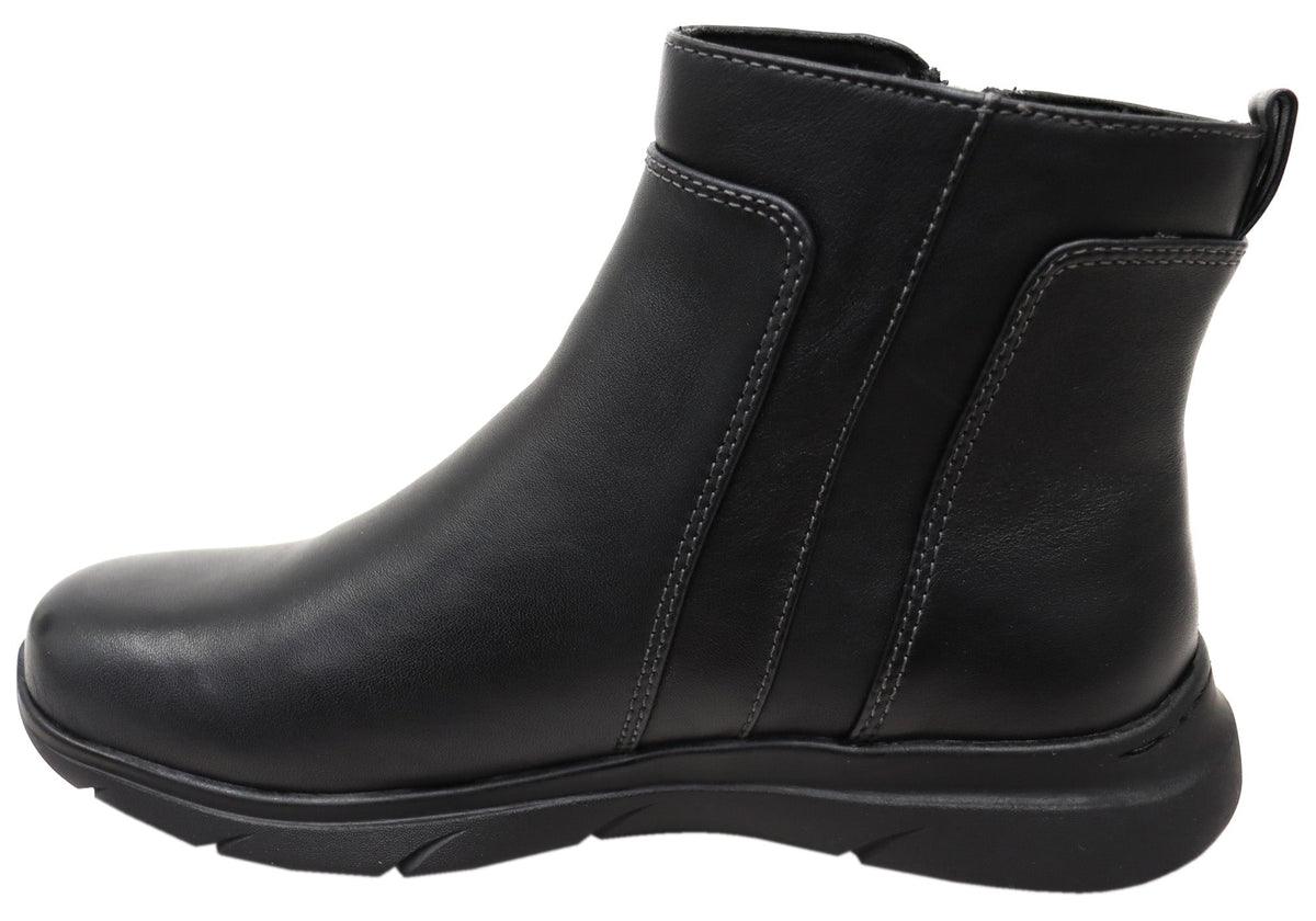 Maxine Womens Comfortable Wide Fit Leather Ankle Boots