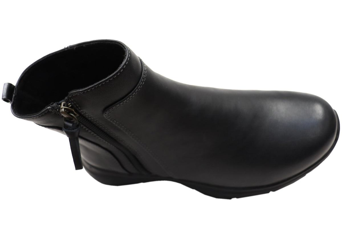 Maxine Womens Comfortable Wide Fit Leather Ankle Boots
