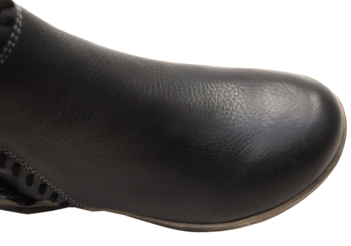 Fallston Womens Comfortable Wide Fit Leather Ankle Boots