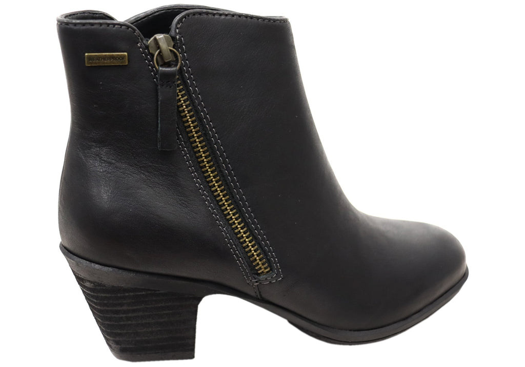 Barras Womens Comfortable Leather Mid Heel Ankle Boots