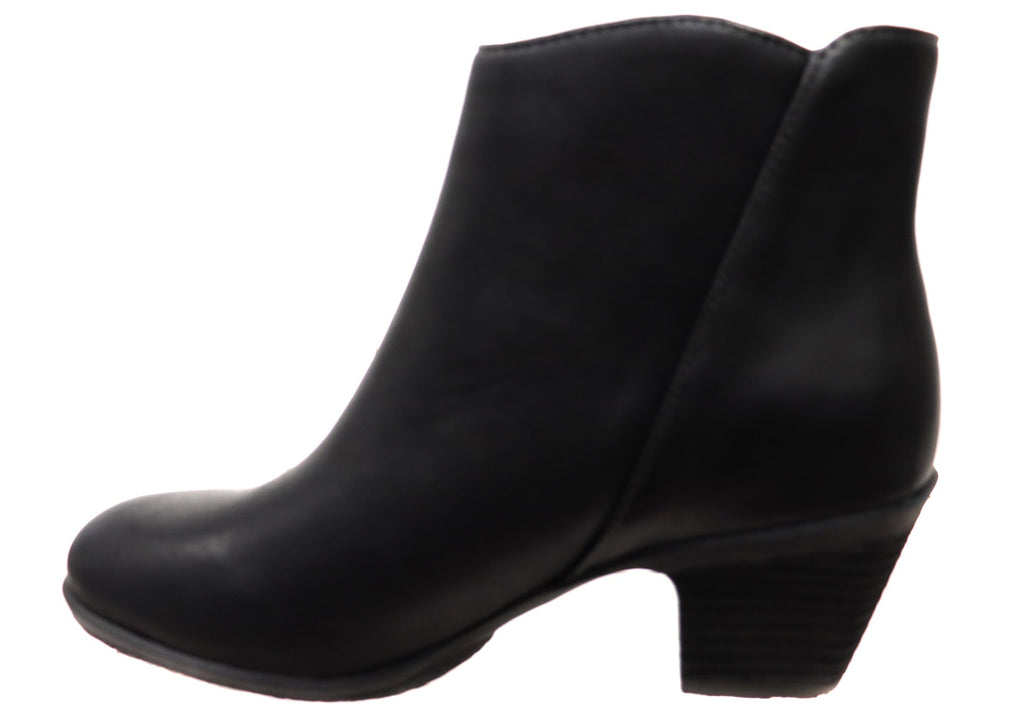 Barras Womens Comfortable Leather Mid Heel Ankle Boots