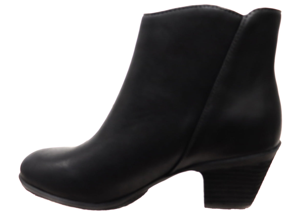 Barras Womens Comfortable Leather Mid Heel Ankle Boots