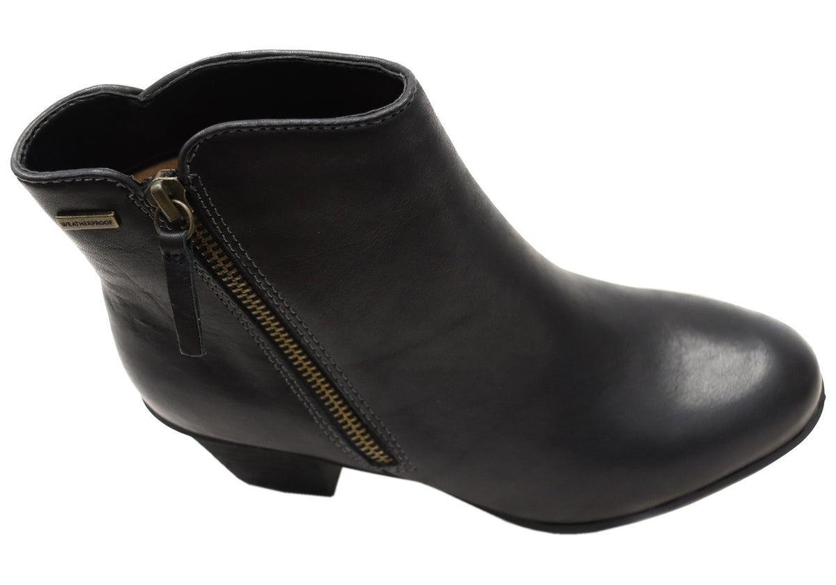 Barras Womens Comfortable Leather Mid Heel Ankle Boots