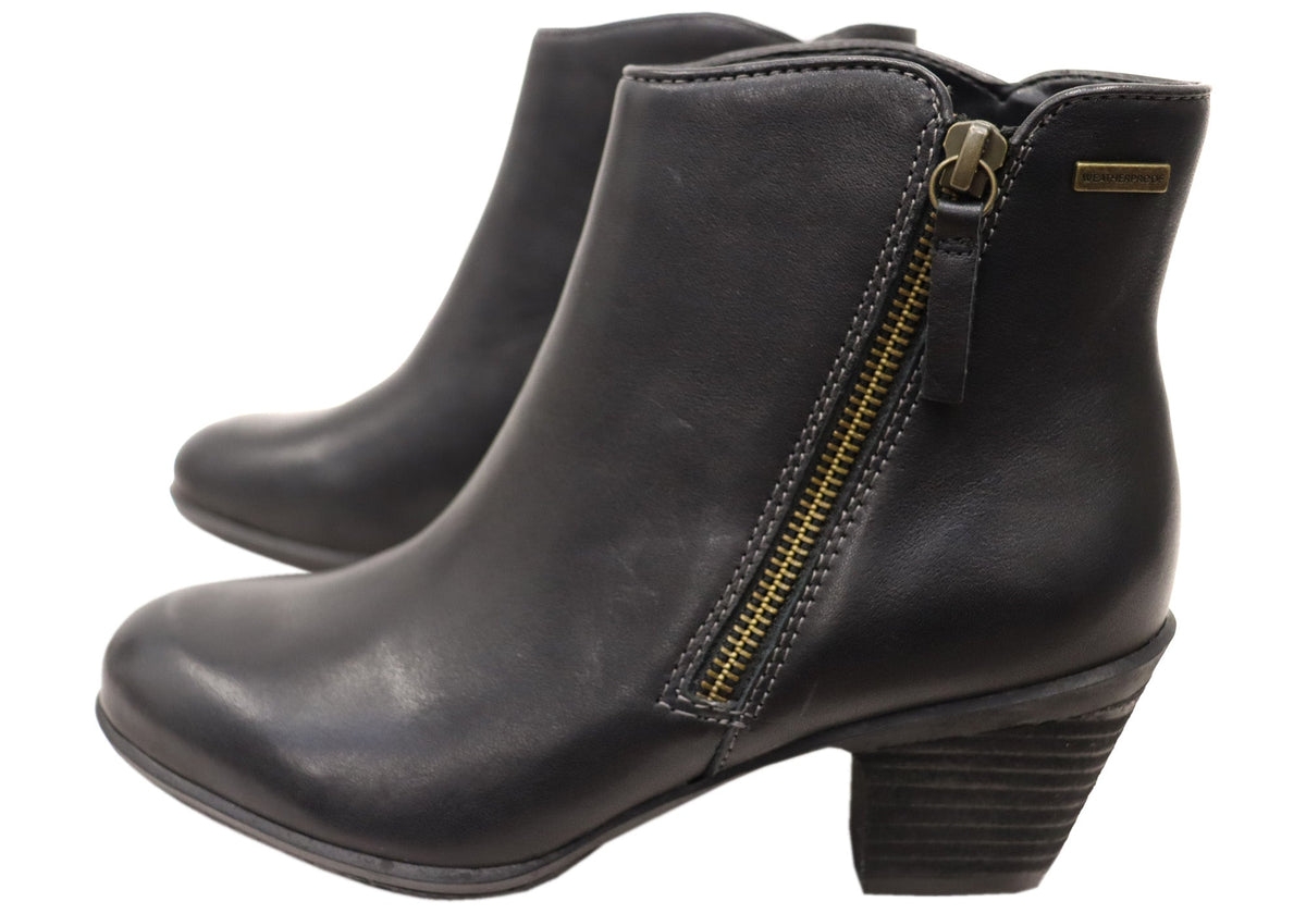 Barras Womens Comfortable Leather Mid Heel Ankle Boots