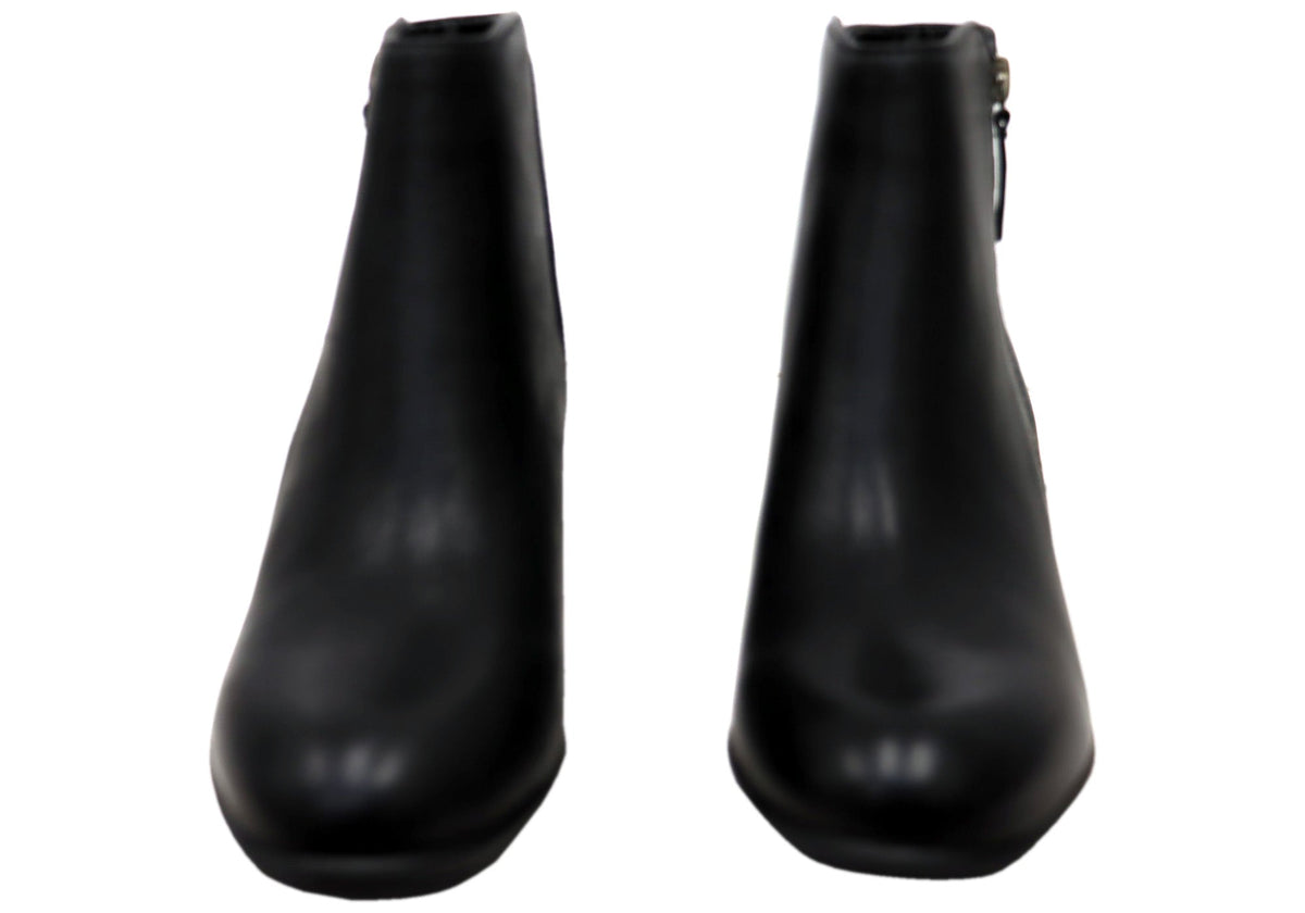 Barras Womens Comfortable Leather Mid Heel Ankle Boots