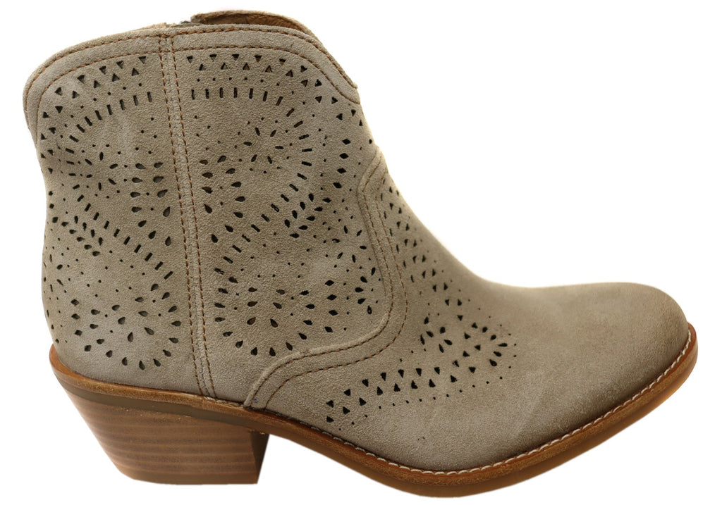 Alexia Womens Comfortable Leather Low Heel Ankle Boots