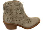 Alexia Womens Comfortable Leather Low Heel Ankle Boots