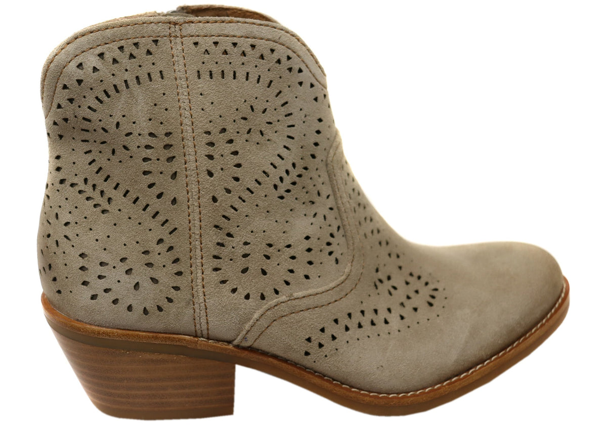 Alexia Womens Comfortable Leather Low Heel Ankle Boots
