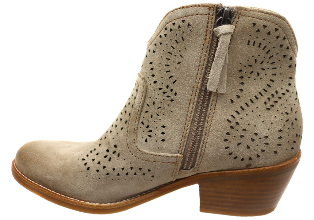 Alexia Womens Comfortable Leather Low Heel Ankle Boots