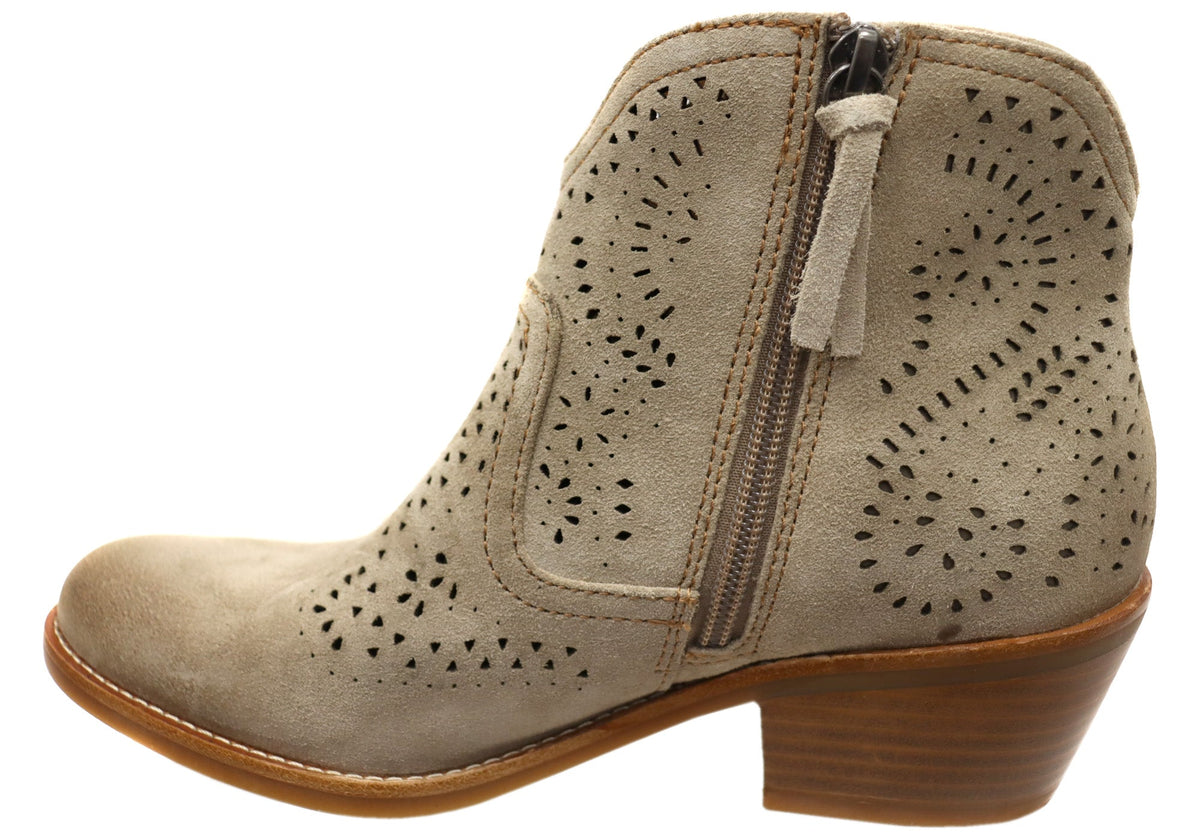 Alexia Womens Comfortable Leather Low Heel Ankle Boots