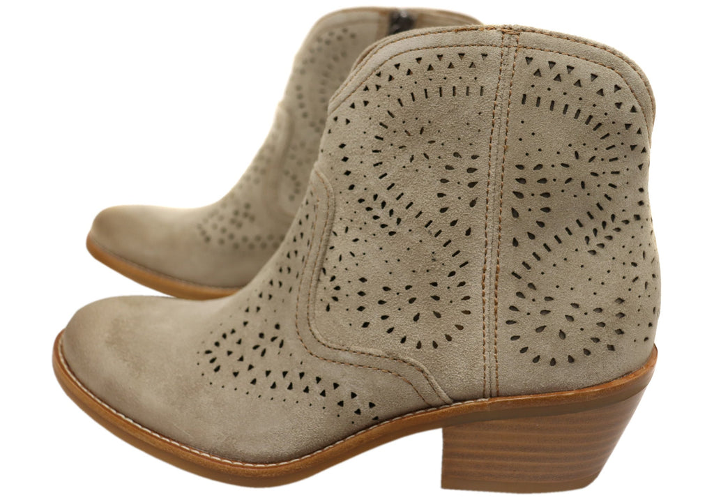Alexia Womens Comfortable Leather Low Heel Ankle Boots
