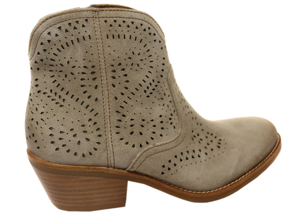 Alexia Womens Comfortable Leather Low Heel Ankle Boots