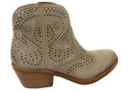 Alexia Womens Comfortable Leather Low Heel Ankle Boots