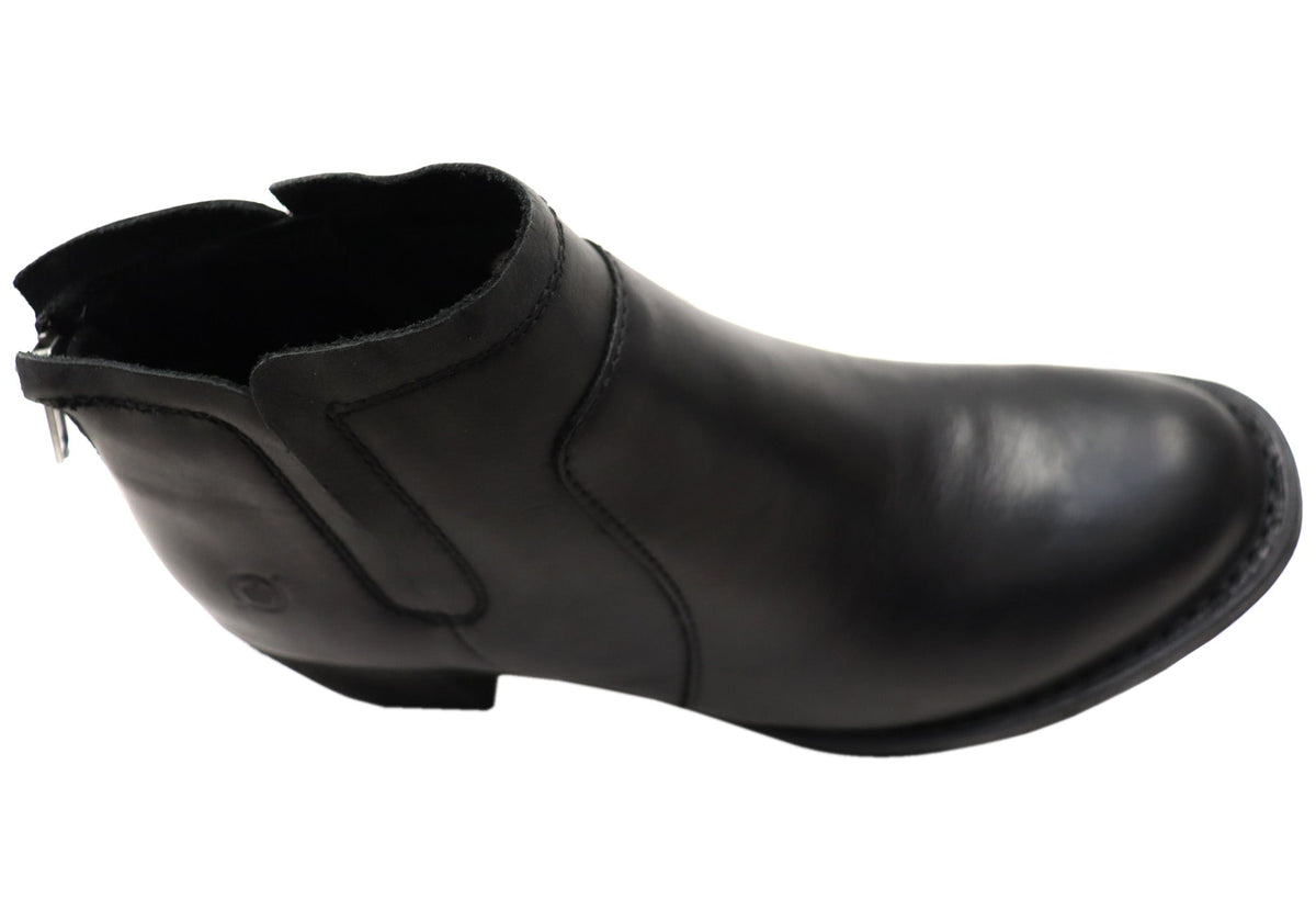 Reece Womens Comfortable Leather Mid Heel Ankle Boots