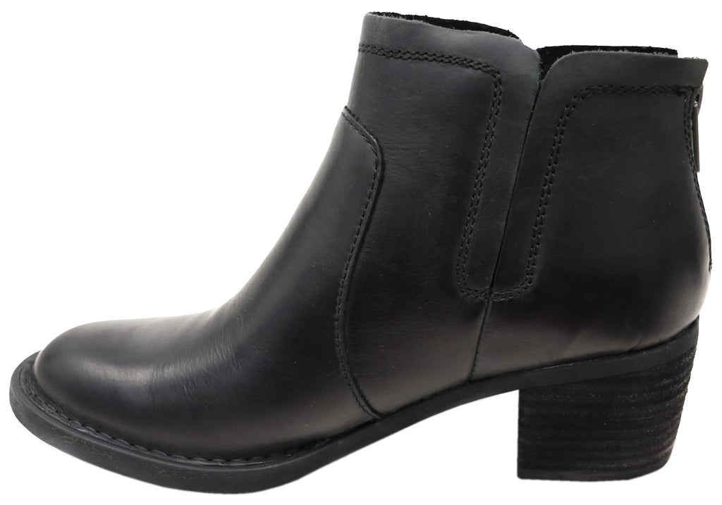 Reece Womens Comfortable Leather Mid Heel Ankle Boots