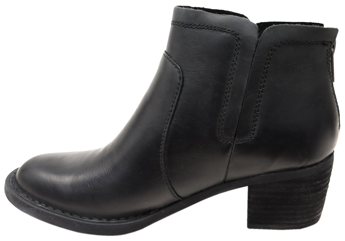 Reece Womens Comfortable Leather Mid Heel Ankle Boots