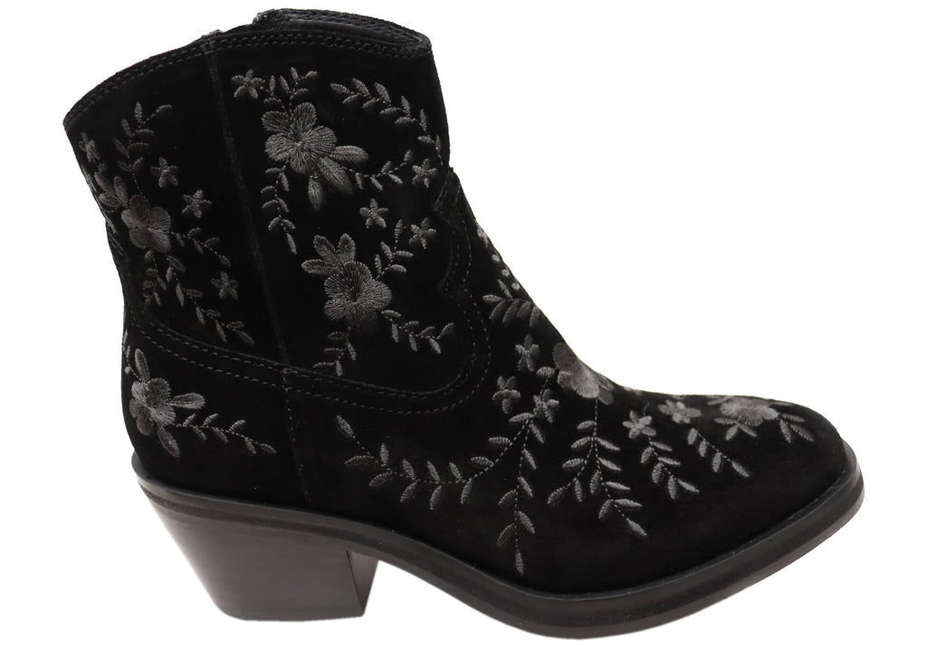 Sophie Womens Comfortable Leather Suede Heeled Ankle Boots