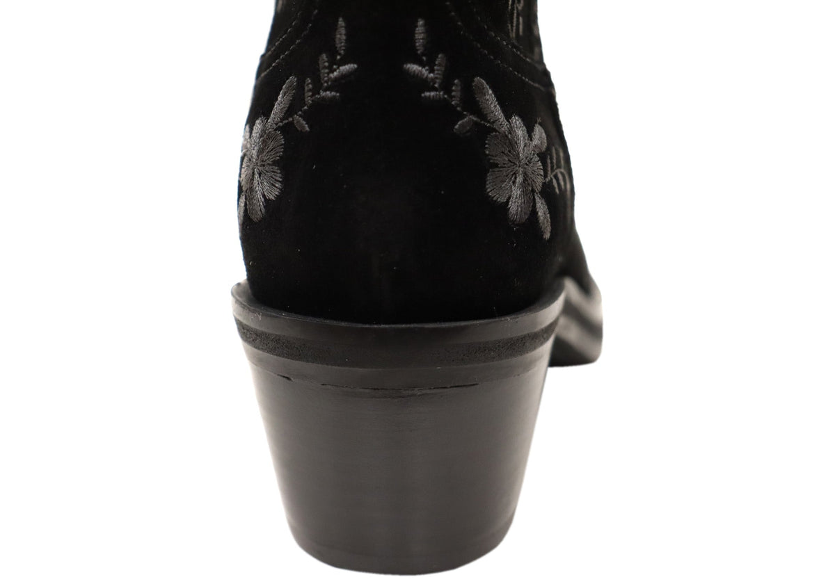 Sophie Womens Comfortable Leather Suede Heeled Ankle Boots